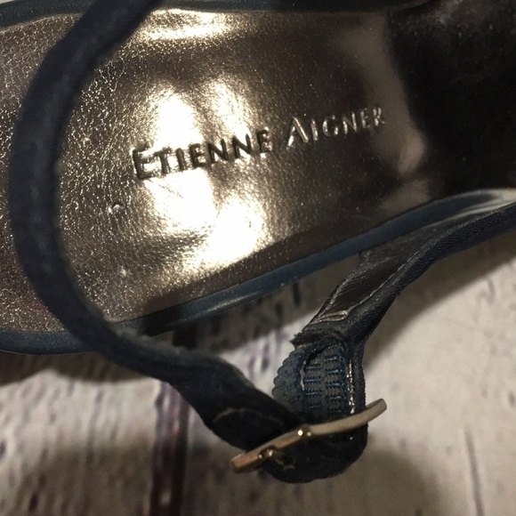 Etienne Aigner Navy Sling back heels Sz 6M - Picture 4 of 7